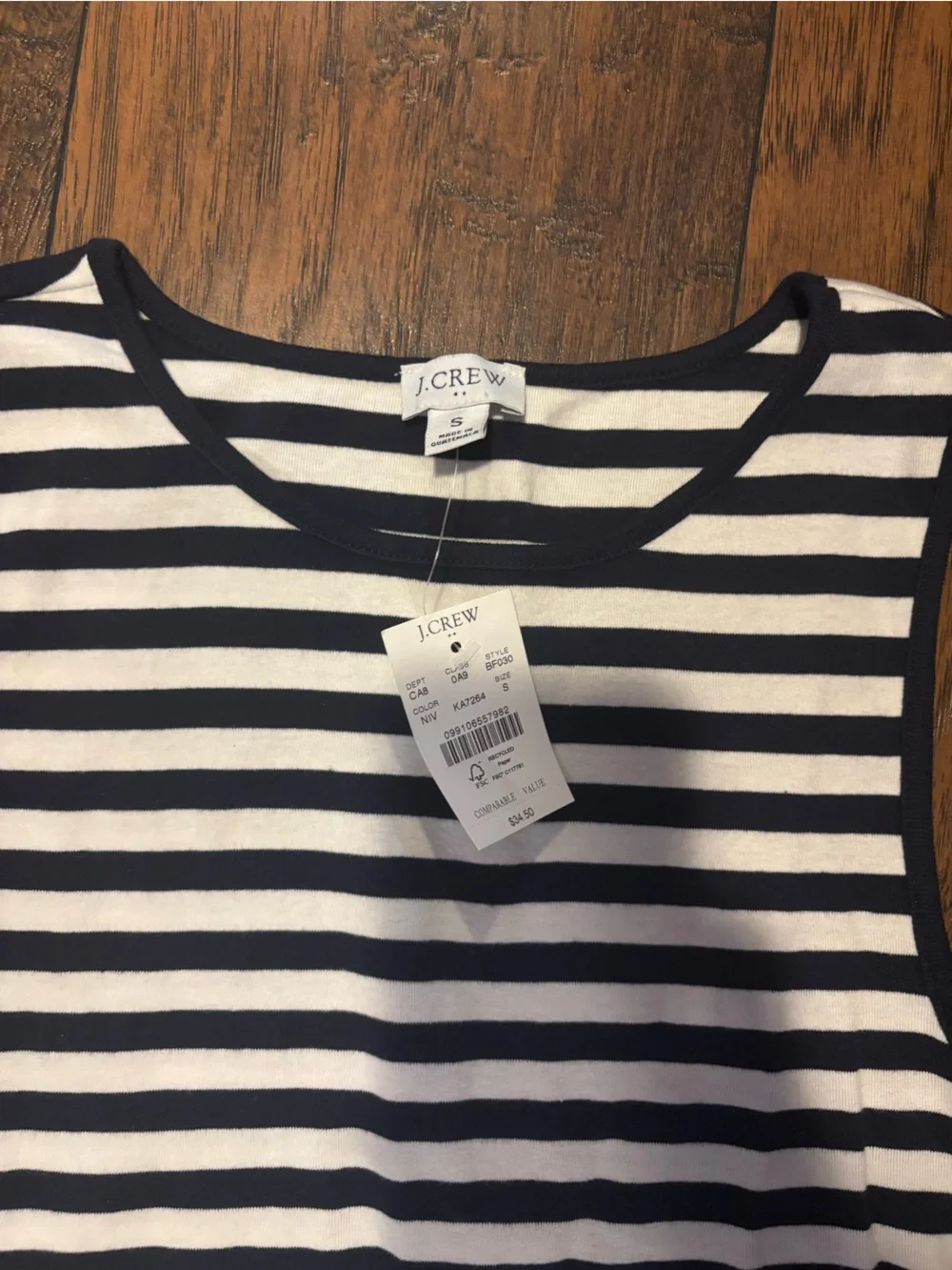 J. Crew Women's navy and White Striped Tank Top